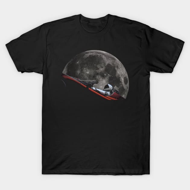 Starman In Orbit Around The Moon T-Shirt by Nerd_art